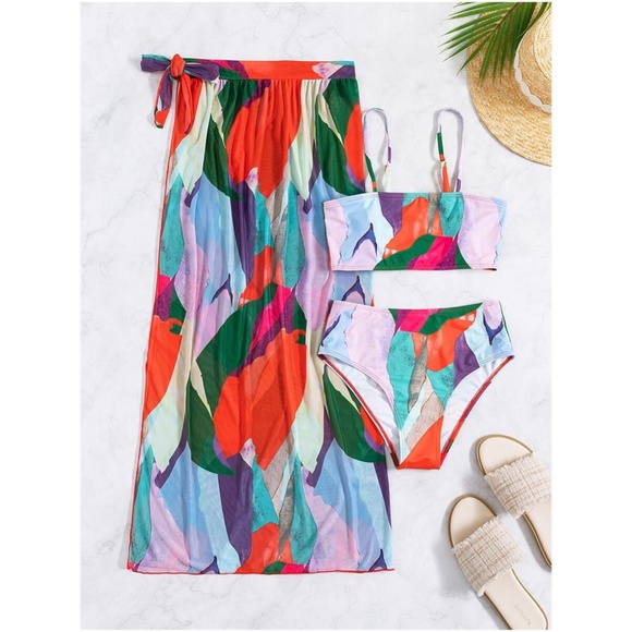 Boho Multicolor Bikini Cover up Swim Beach Set - Picture 3 of 4